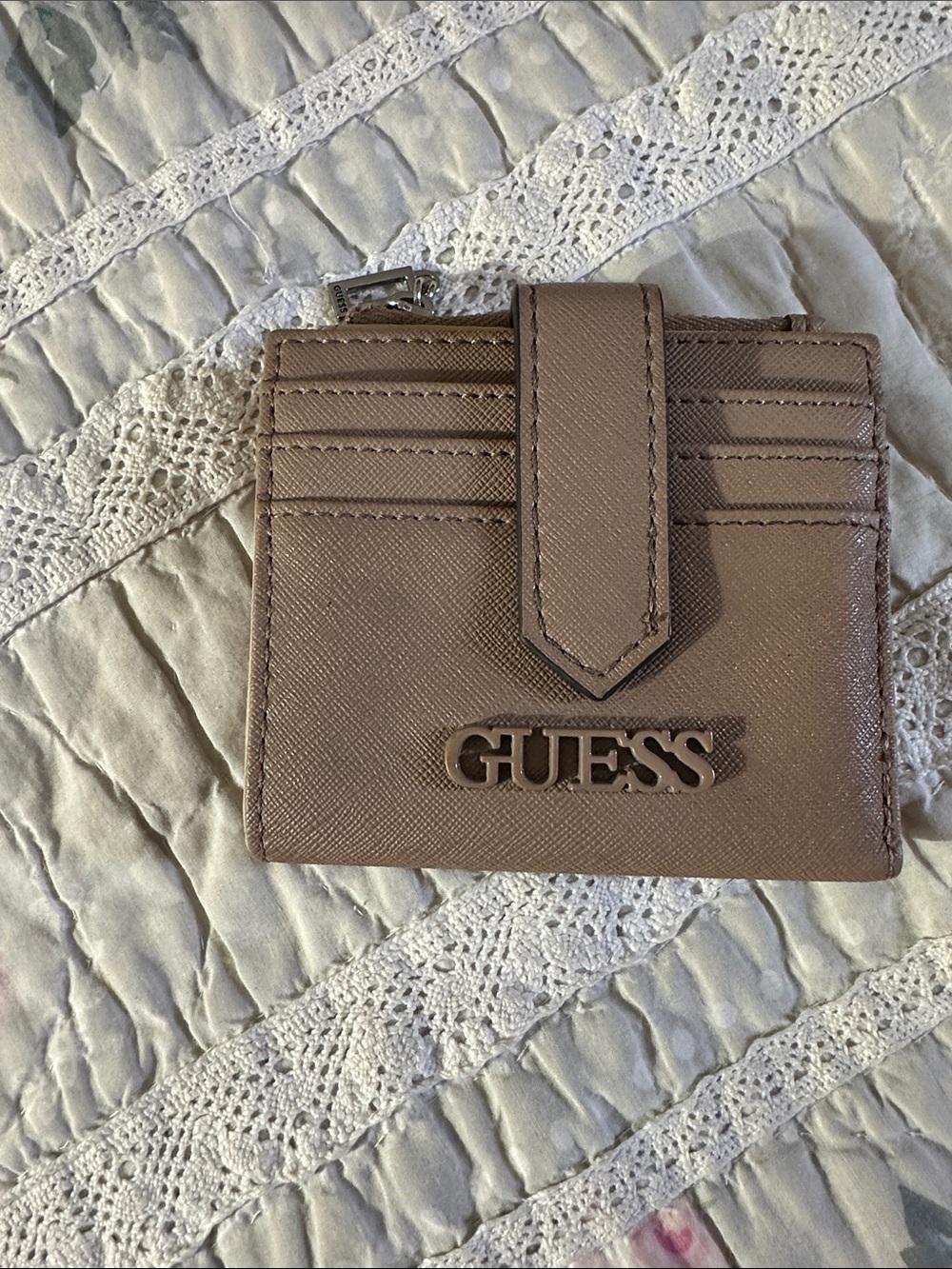 GUESS Beige Taupe Slim Cardholder Wallet